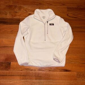 L.L. Bean White half-Zip Fleece Pullover